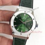 AAA Grade Replica Hublot Classic Fusion Green Dial Green Leather Strap Watch 42mm 